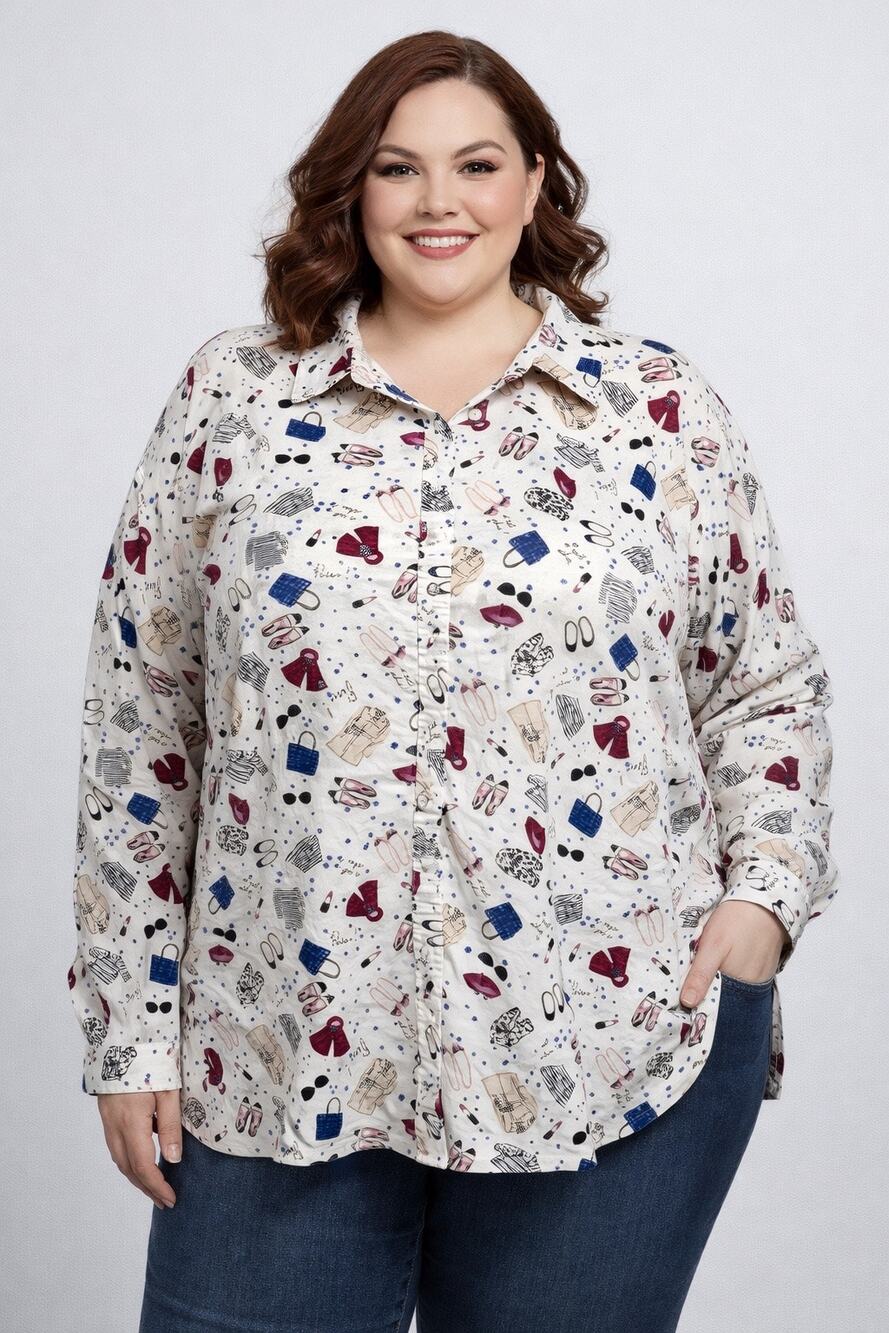 Talbots Paris Button Shirt Women’s 3X 100% Cotton French Chic Travel blouse